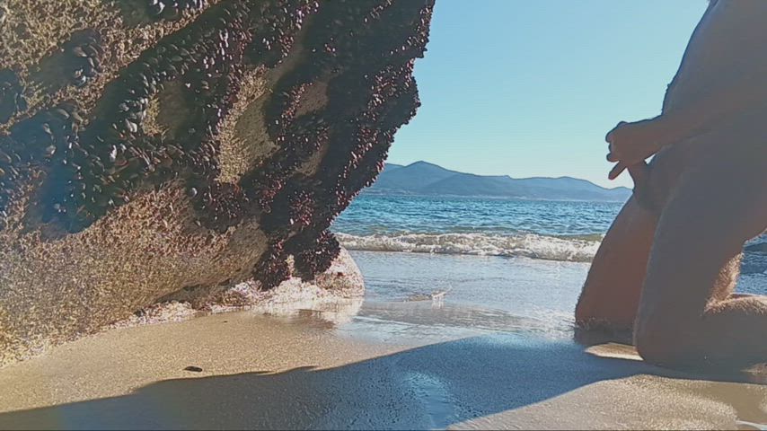 At the beach. Enjoying the autumn nudism