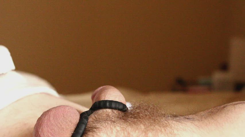 balls cock ring cum cumshot hands free orgasm pubic hair ruined orgasm time lapse