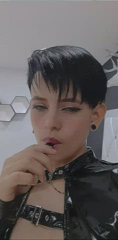 Smoking Brunette Latina Latex gif