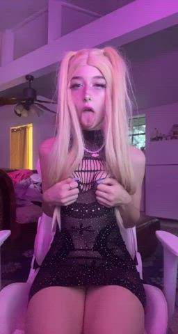 Ahegao Blonde Cum See Through Clothing Tease Tongue Fetish gif