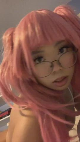 big ass bubble butt cosplay glasses pink twerking gif