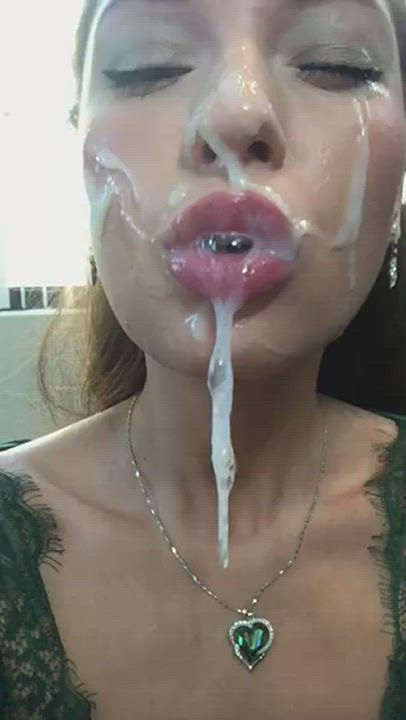 Brunette Cum Facial gif