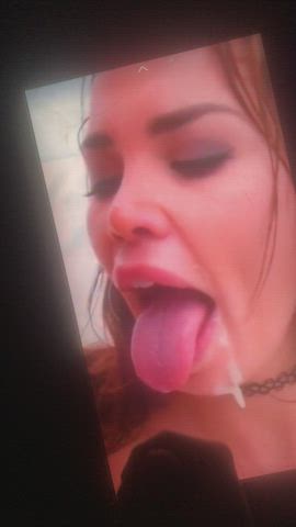 cumshot tongue fetish tribute gif