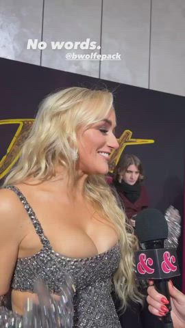 blonde boobs dress tits gif