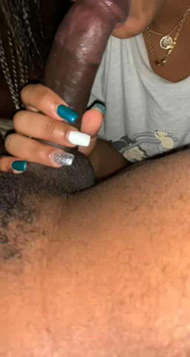 BBC Blowjob Ebony Ebony Couple Handjob Sucking gif