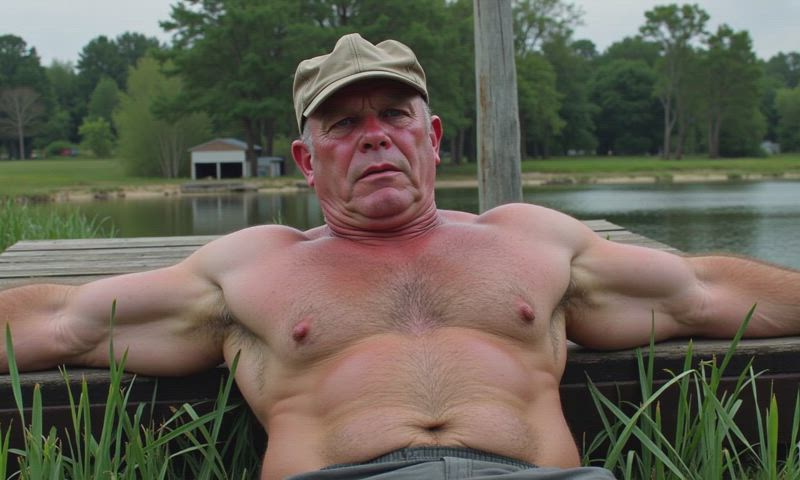 dad daddy grandpa hairy chest husband muscles old outdoor step-dad bisexual-male