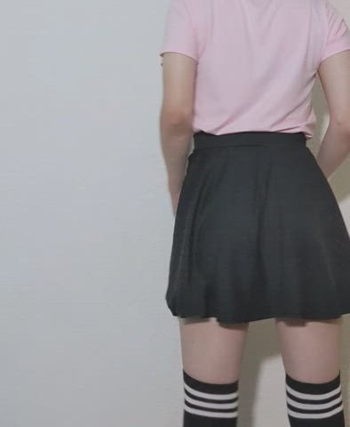 ass crossdressing dancing femboy sissy skirt gif