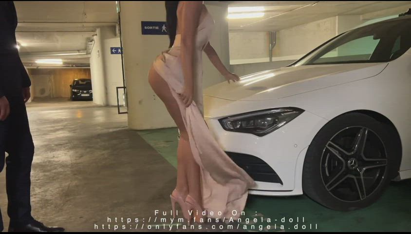 creampie dress fake tits high heels public quickie gif