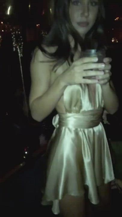 Brunette Dancing Dress gif