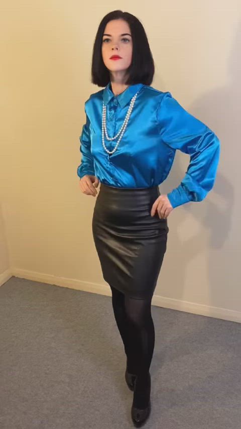 Blue Buttoned Satin Blouse