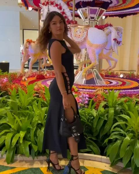 brazilian bubble butt celebrity dress high heels legs petite sensual tanned gif