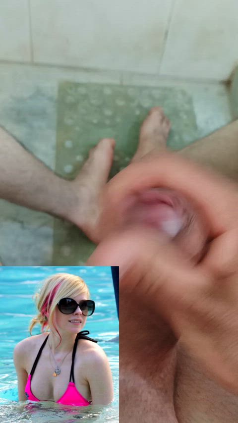 amateur avril lavigne cock cumshot male masturbation moaning tribute gif