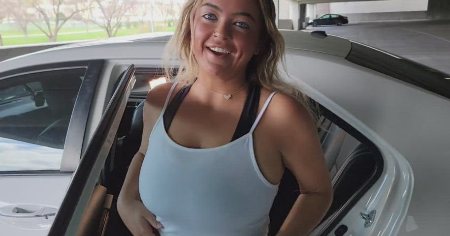 Big Tits Car Flashing Natural Tits Pierced gif