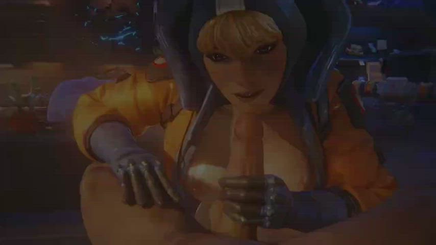 3D Animation Blonde Blowjob Cute Electric Hentai Short Hair Sucking gif