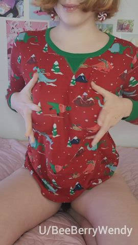 Playing with my tits through my pajamas