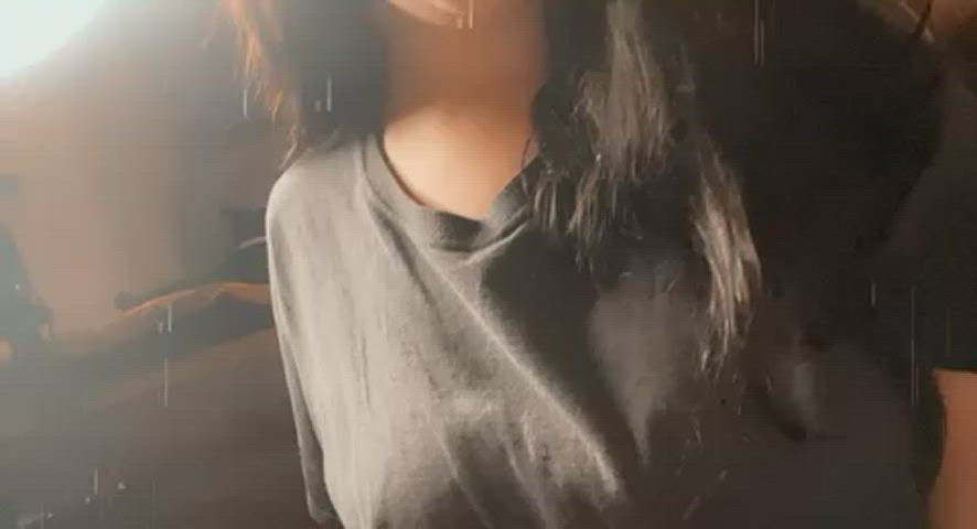 brunette groping tits gif