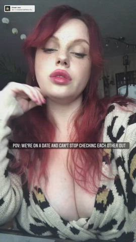 Boobs Lips Redhead gif