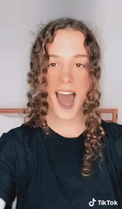 Brunette Curly Hair Teen TikTok White Girl Porn GIF