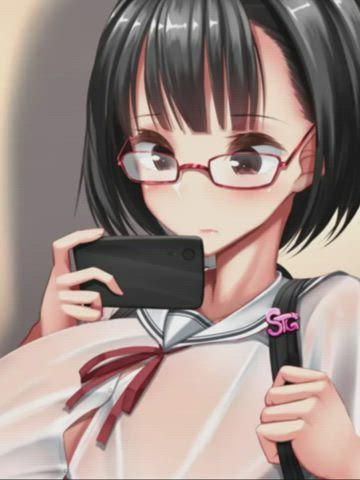 animation anime big ass exposed hentai public pussy skirt student thick gif