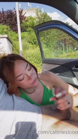 amateur blowjob deepthroat eye contact outdoor teen gif