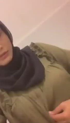 Asian Big Tits Hijab Homemade Indonesian Malaysian Muslim Strip Striptease Porn GIF