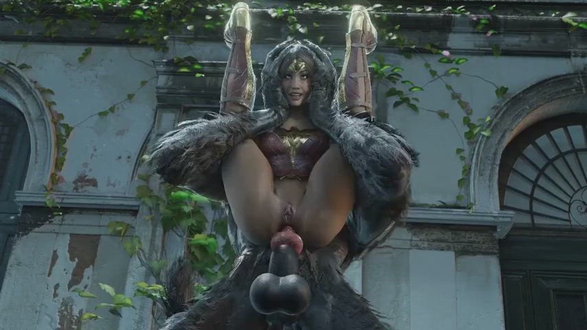 3d anal animation monster monster cock reverse cowgirl rule34 superheroine gif