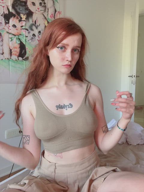 boobs fake boobs homemade natural tits redhead tribute wet pussy white girl gif