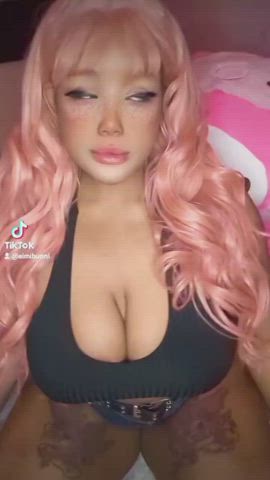 asian big tits bikini blasian boobs busty chubby cute tiktok tits gif