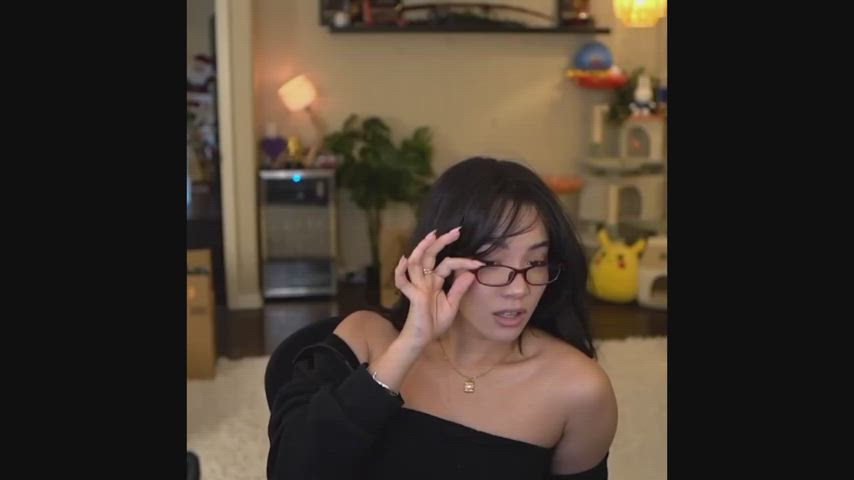 babe brunette cute facial expression glasses natural tits pretty sexy tease tiktok