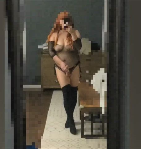 boobs curvy natural tits pegging redhead strap on gif