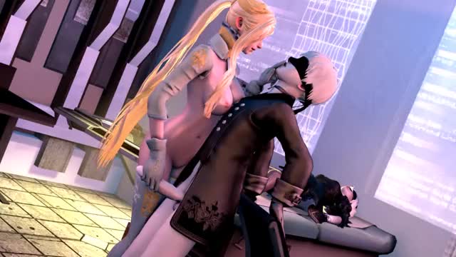 Commander White giving 9S a handjob