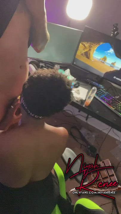 Blowjob Ebony Ebony Couple Gamer Girl gif