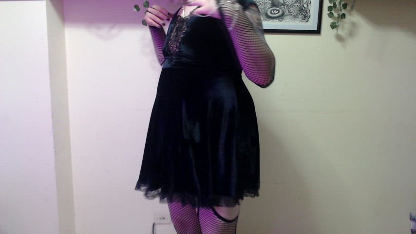 cute femboy fishnet goth onlyfans panties reveal trans transgender witch gif