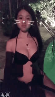 asian bikini cleavage cute pool teen tits gif