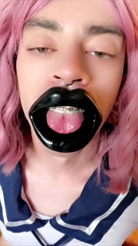 braces condom cum in mouth drooling femboy feminization gooning sissy sissy slut