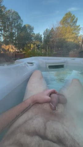 Nice chilly morning for a hot tub dip