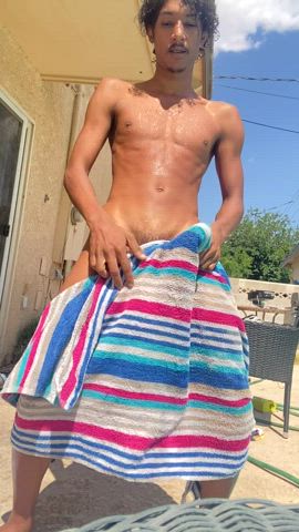 Towel fun on hot day