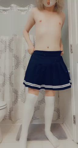 Femboy Skirt Undressing gif