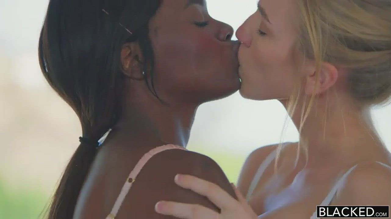 Bouncing Tits Interracial Kendra Sunderland Kissing Lesbian Lingerie gif