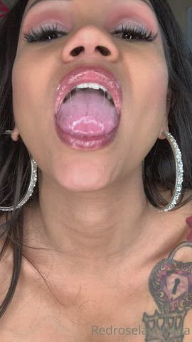 Boobs Booty Latina Lips Naked Spit Throat Tits Tongue Fetish gif