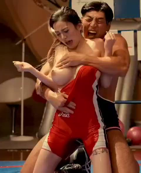 asian big tits wrestling gif