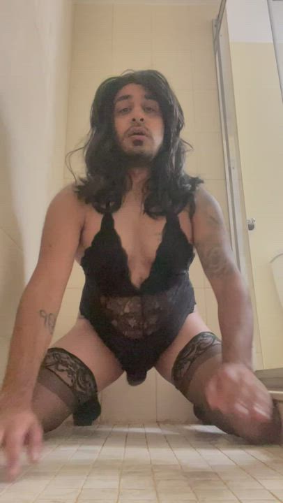 crossdressing lingerie male masturbation role play gif