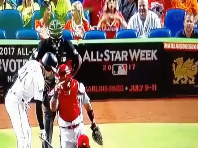 Marlins Fan attempting to distract the other team's pitcher