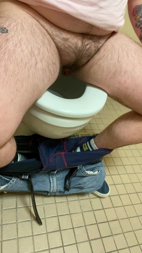 Pissing in a campus bathroom while my boyfriend tells me how to edge