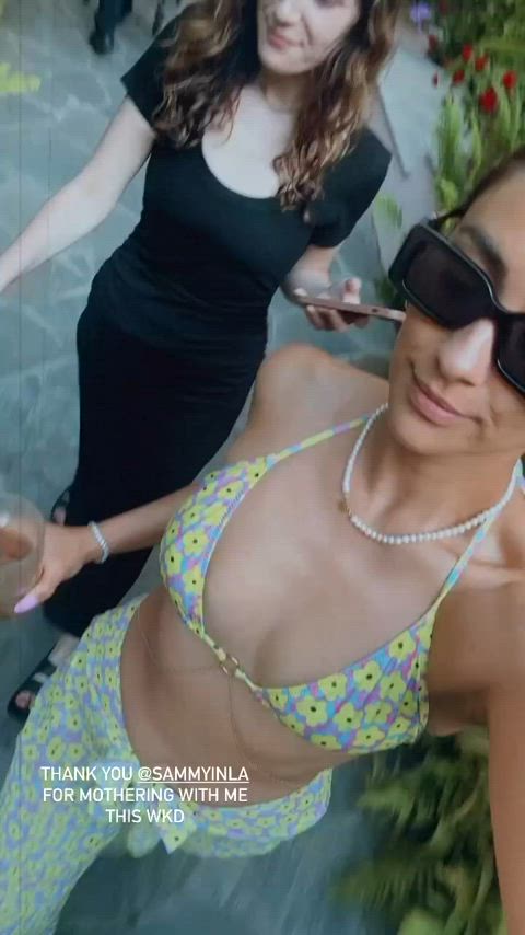 big tits bikini brunette celebrity cleavage fake tits model shay mitchell gif