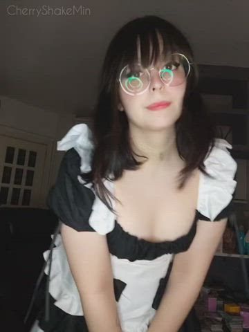 femboy flashing glasses maid penis trans trans woman femboys gif