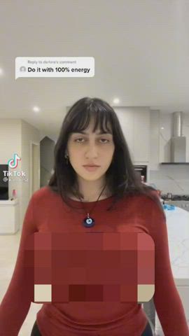 Big Tits Censored Femdom Huge Tits Tease TikTok gif