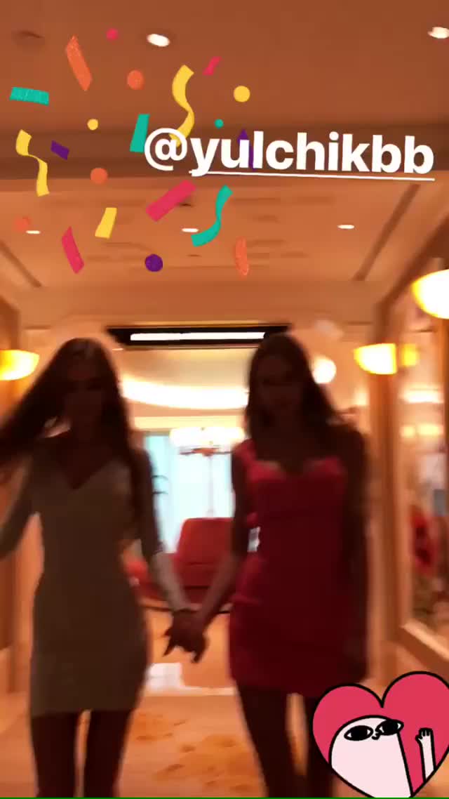 valentivitell and yulchikbb walking in dresses