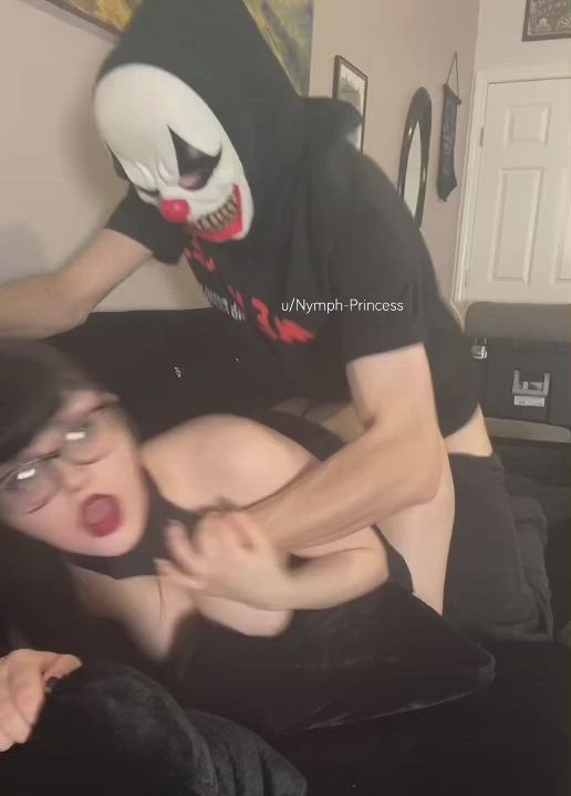 Masked man using goth slut 🤍