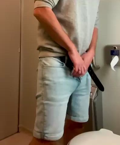bathroom big dick exhibitionist peeing pissing gif